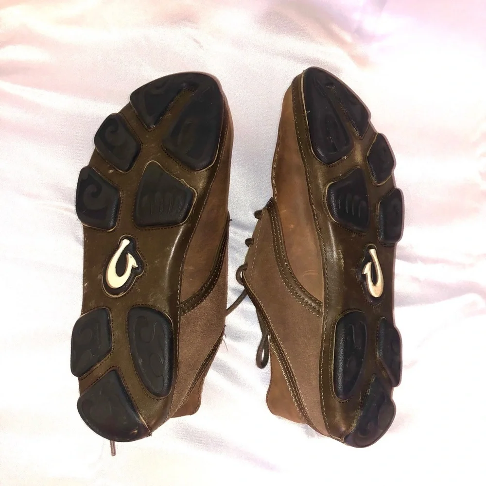 OLUKAI KUPA'A MENS BROWN LEATHER/SUEDE LACE OXFORD